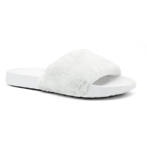 SKECHERS Womens' Furry Slippers Open Toe Indoor Outdoor House Casual Flat Slides - Footcourt Egypt