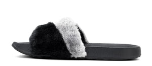 Womens' Furry Slippers Open Toe Indoor Outdoor House Casual Flat Slides - Footcourt Egypt