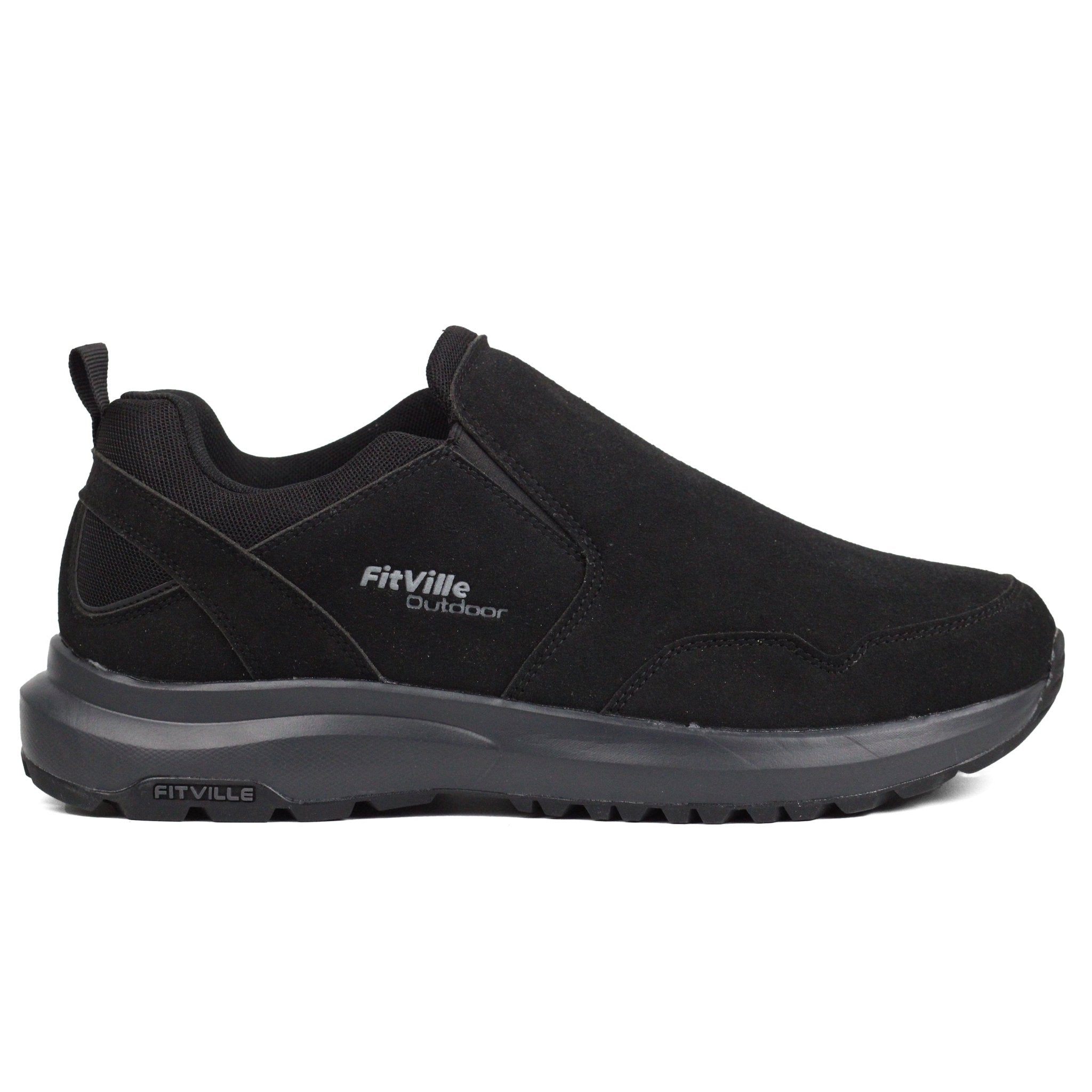 FITVILLE Mens Wide Slip on Outdoor Walking Shoes Bk - Footcourt Egypt