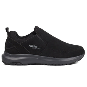 FITVILLE Mens Wide Slip on Outdoor Walking Shoes Bk - Footcourt Egypt