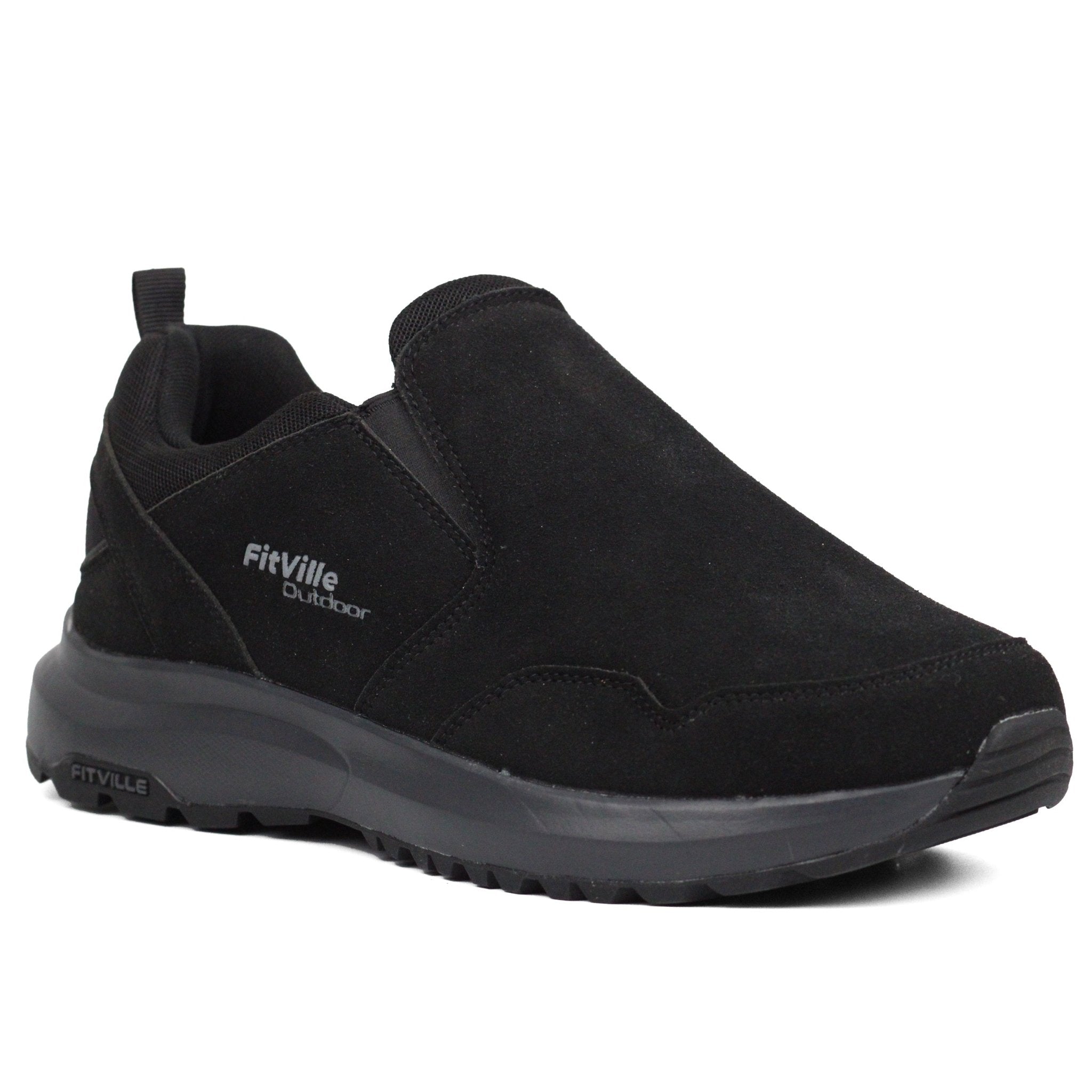 FITVILLE Mens Wide Slip on Outdoor Walking Shoes Bk - Footcourt Egypt