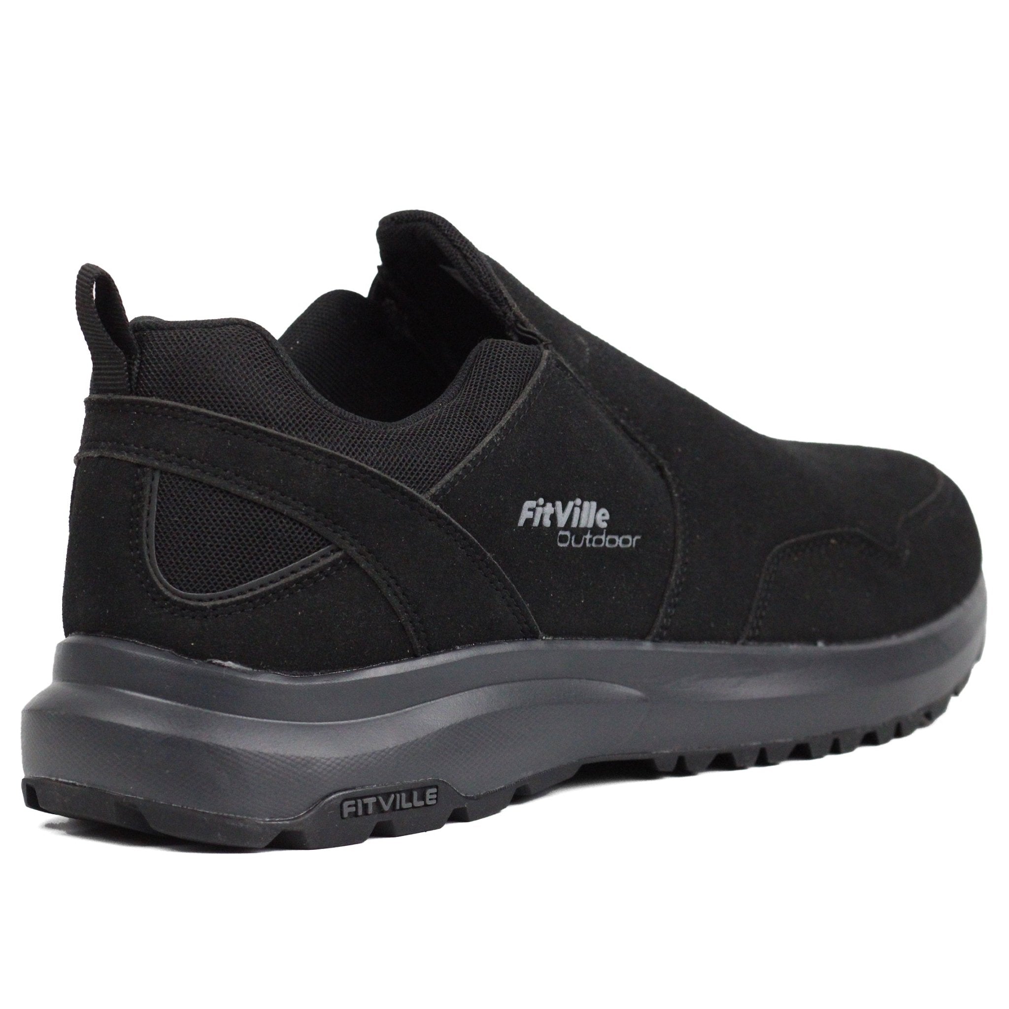 FITVILLE Mens Wide Slip on Outdoor Walking Shoes Bk - Footcourt Egypt