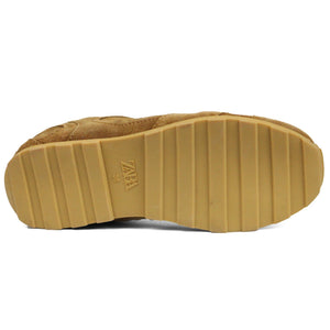 ZARA Modern Flat Leather Sneakers BRO - Footcourt Egypt