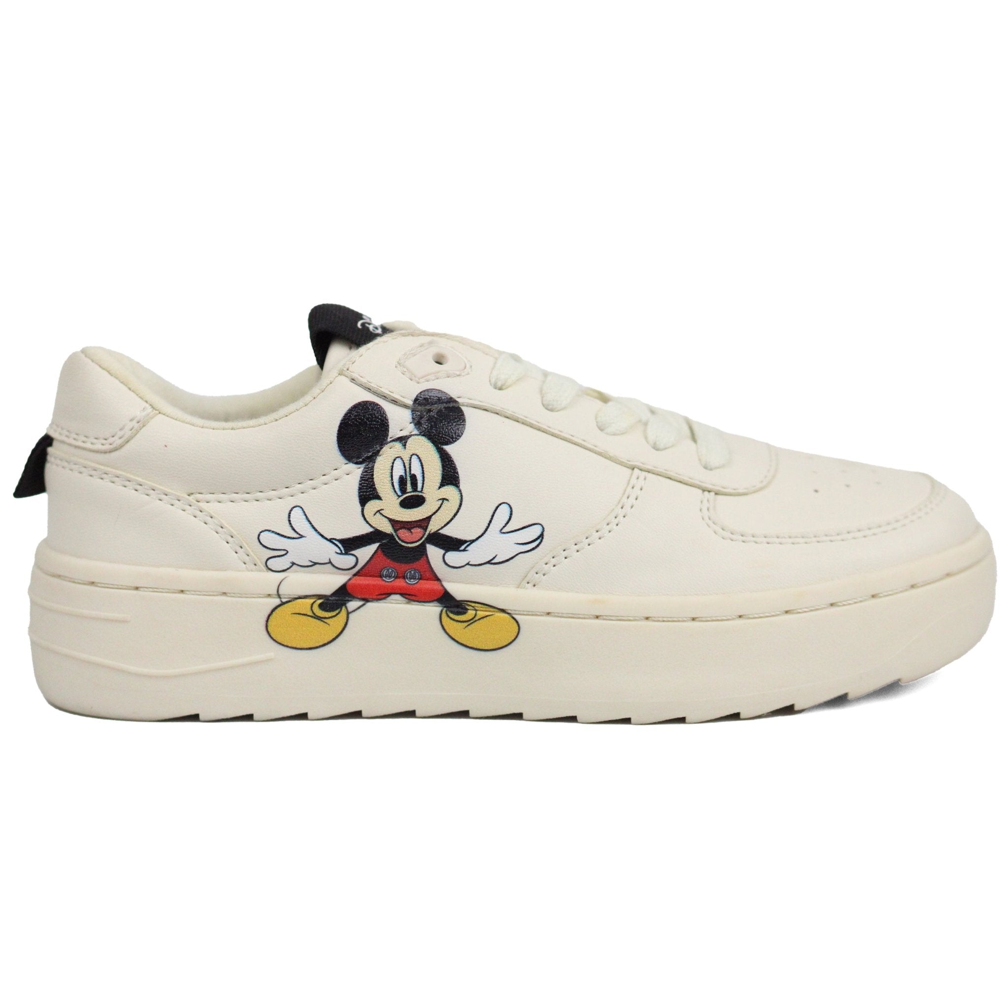ZARA Cream Leather Mickey Mouse Disney Sneakers - Footcourt Egypt