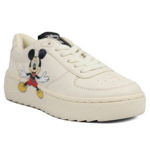 ZARA Cream Leather Mickey Mouse Disney Sneakers - Footcourt Egypt