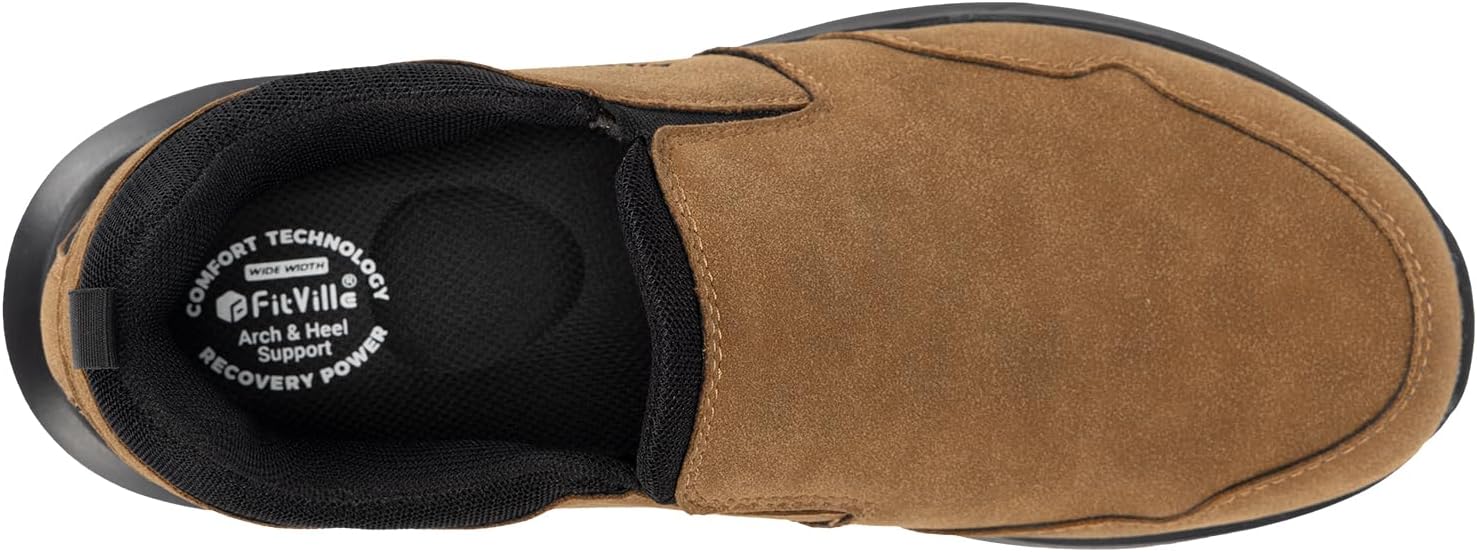 FITVILLE Men's Laceless Shoes Wide Feet Walking - Footcourt Egypt