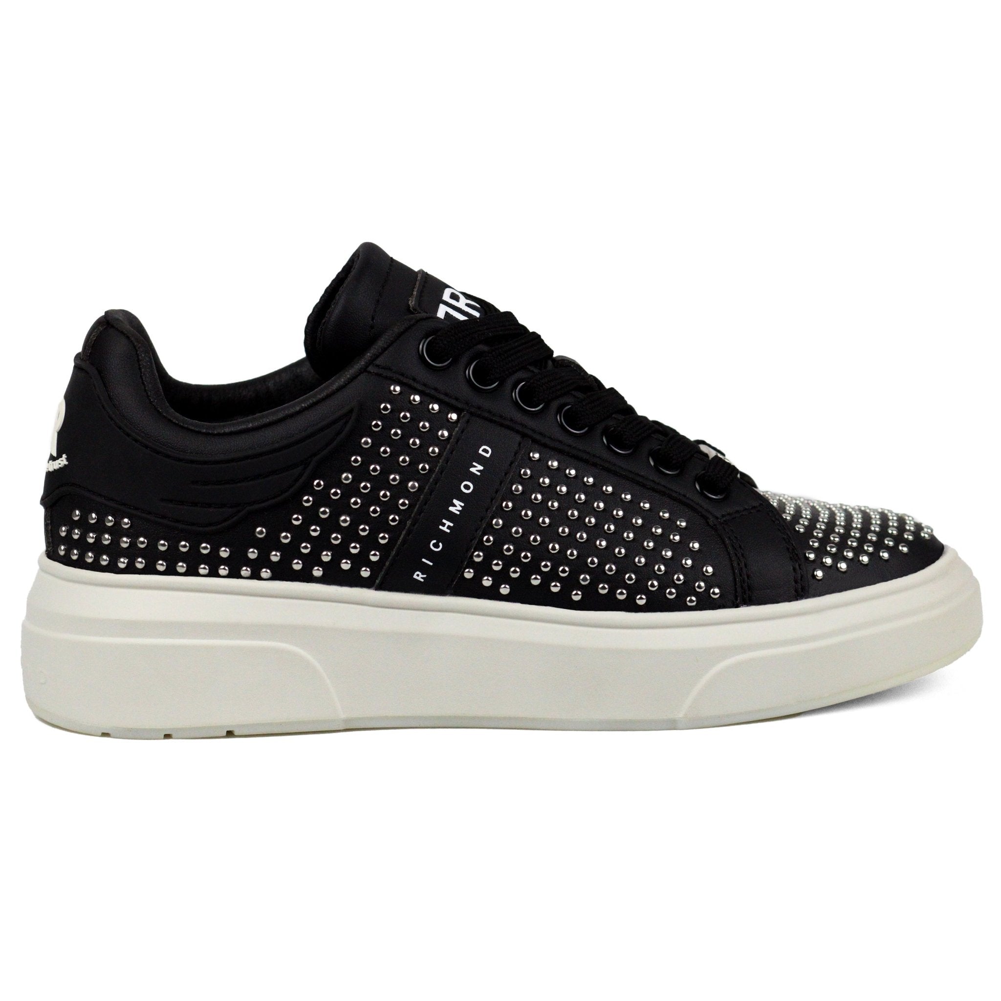 John Richmond Leather With Rivets Men Sneakers Bkw - Footcourt Egypt