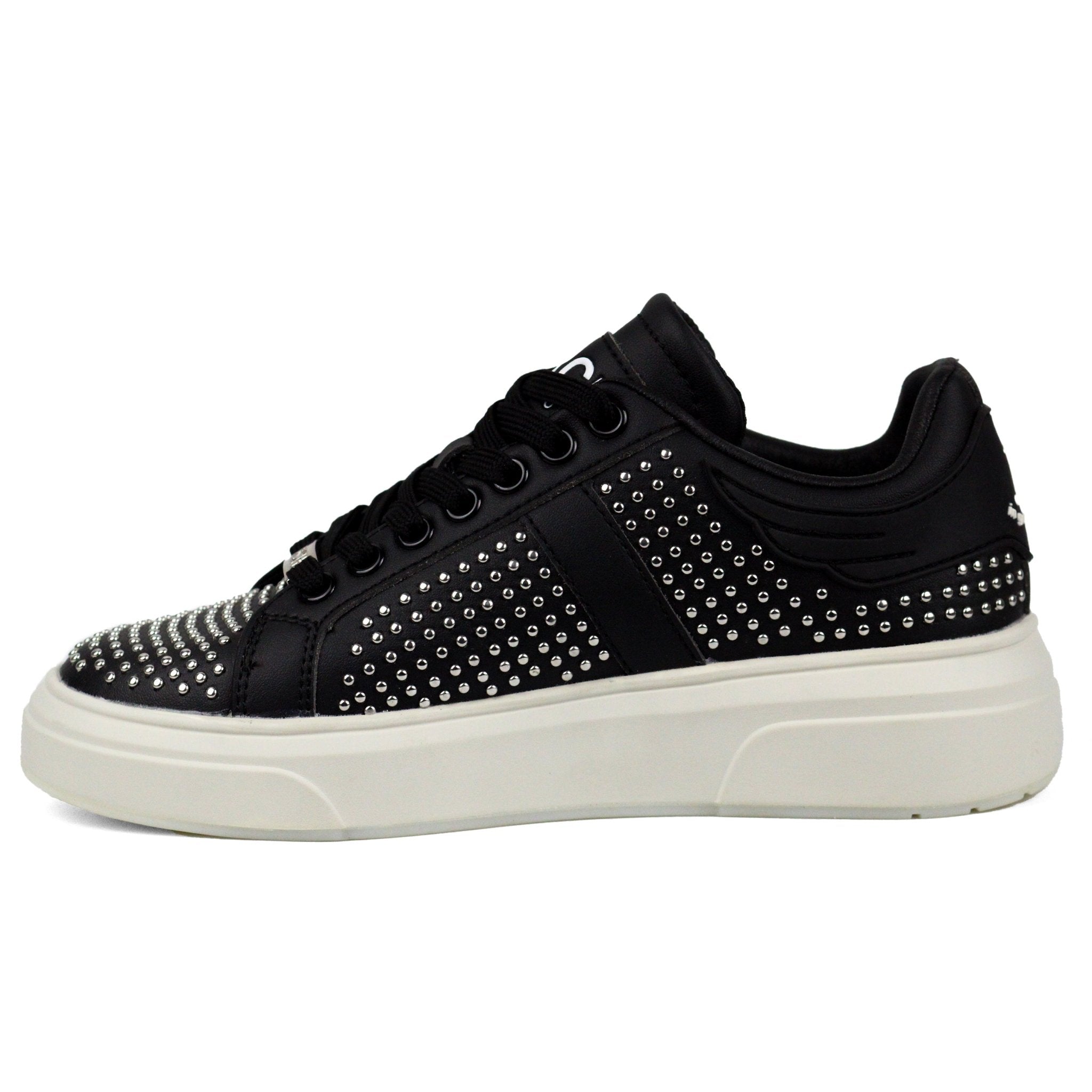 John Richmond Leather With Rivets Men Sneakers Bkw - Footcourt Egypt