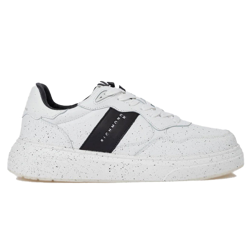 John Richmond Splash-effect Lace-up Leather Sneakers - Footcourt Egypt