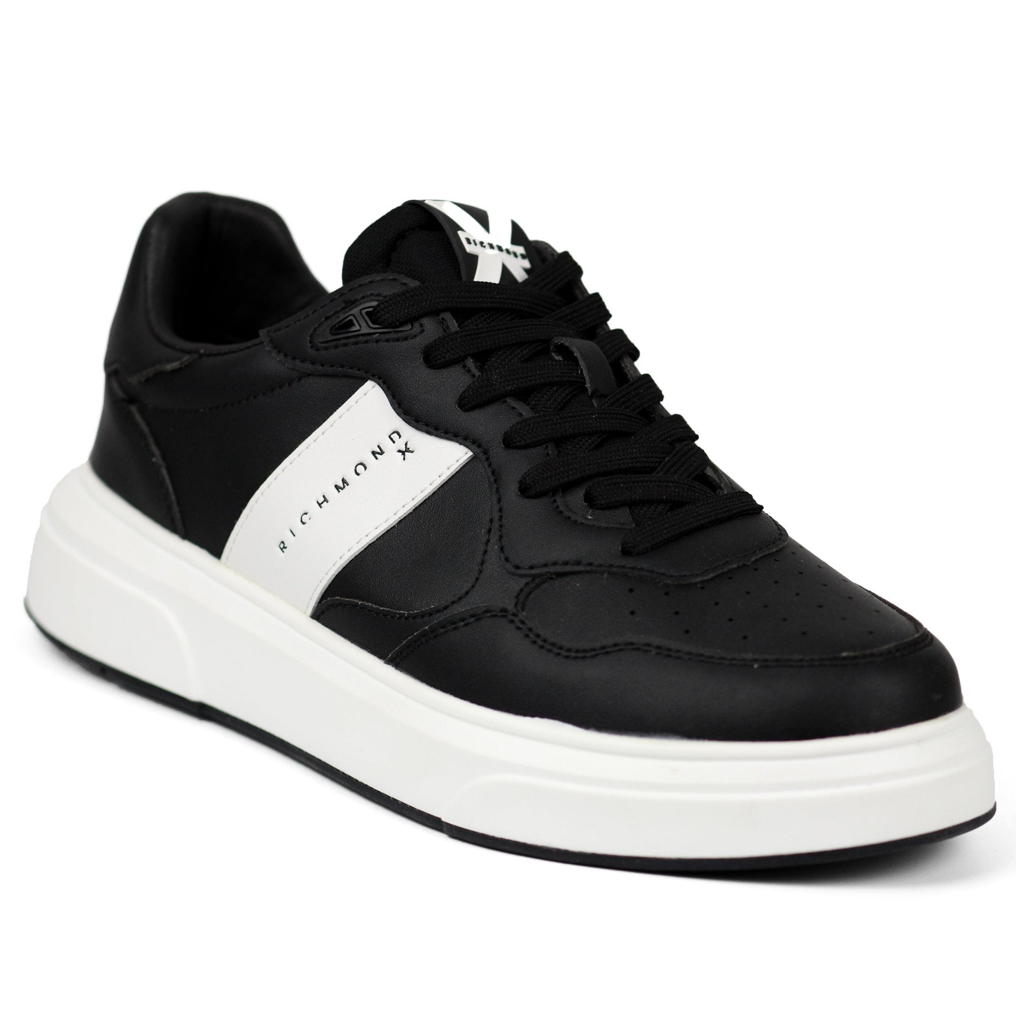 John Richmond Splash-effect Lace-up Leather Sneakers BKW - Footcourt Egypt