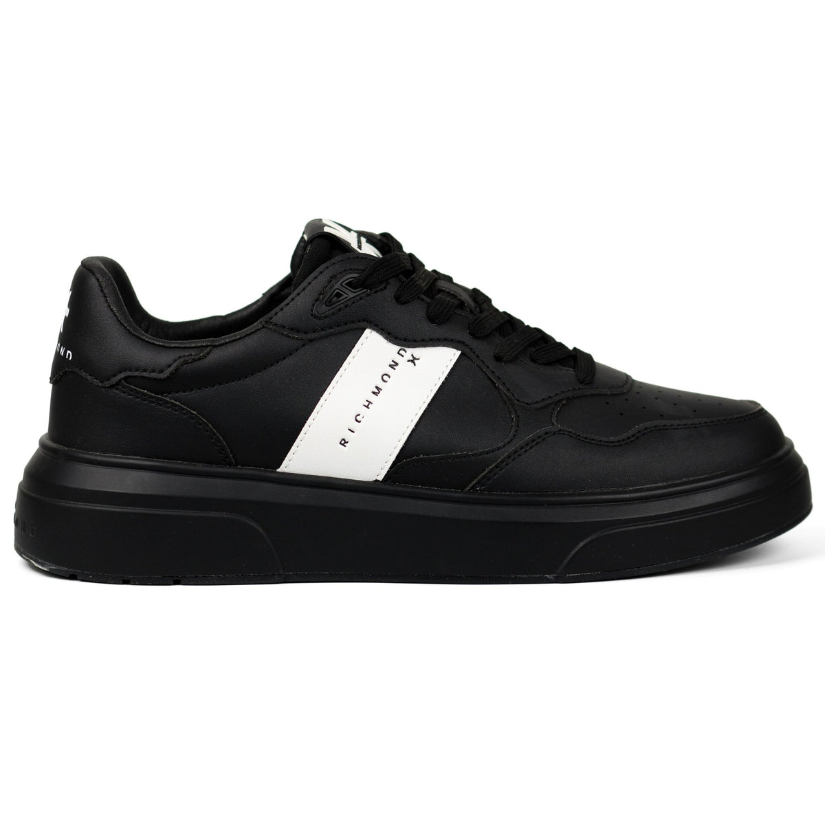 John Richmond Splash-effect Lace-up Leather Men's Sneakers BLK - Footcourt Egypt