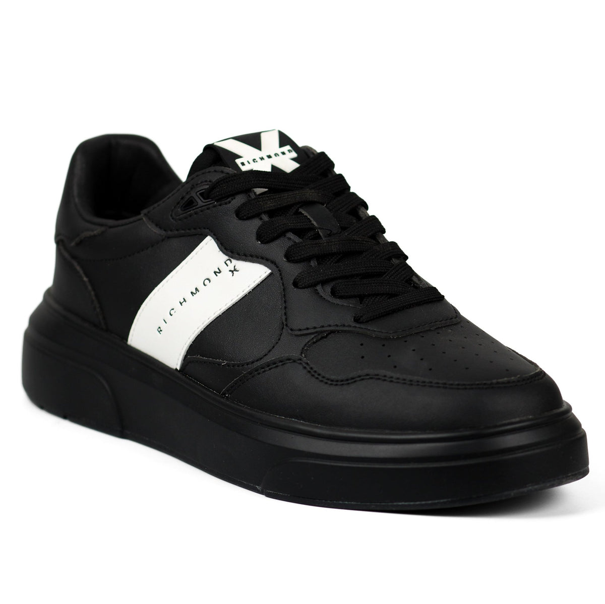 John Richmond Splash-effect Lace-up Leather Men's Sneakers BLK - Footcourt Egypt