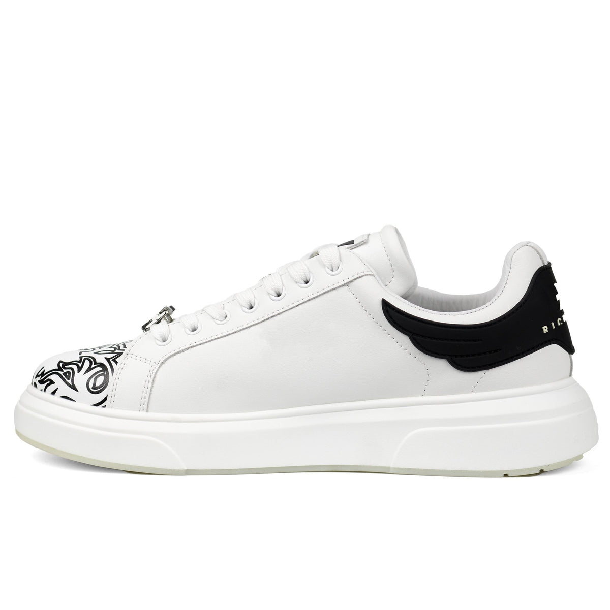 John Richmond 27307CP Men's Leather Sneakers WHT - Footcourt Egypt