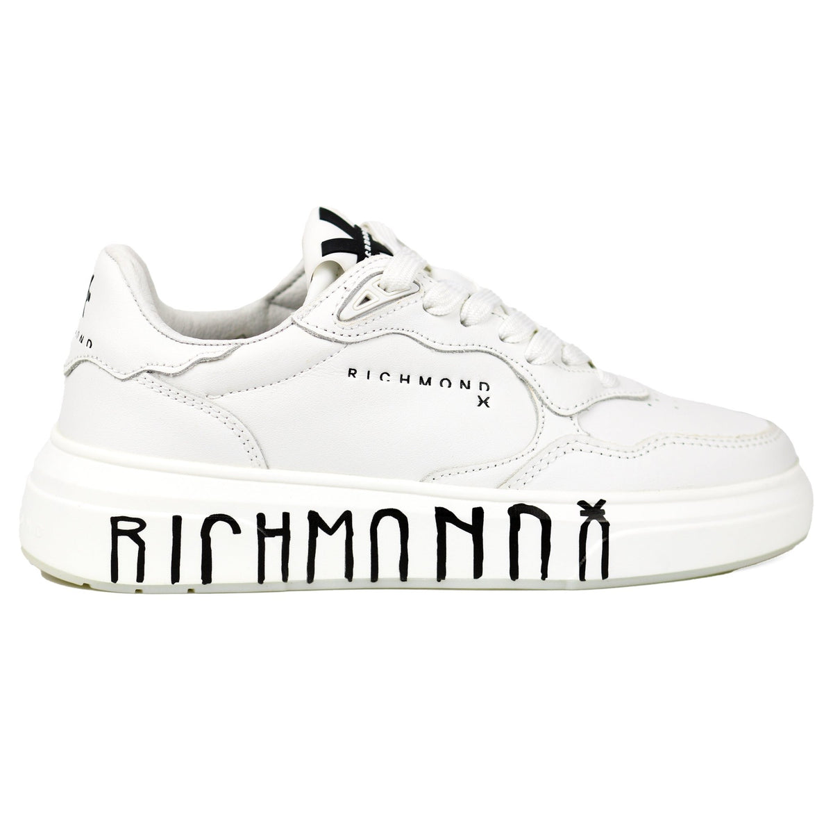 John Richmond 25225CP Leather Sneakers WHT - Footcourt Egypt