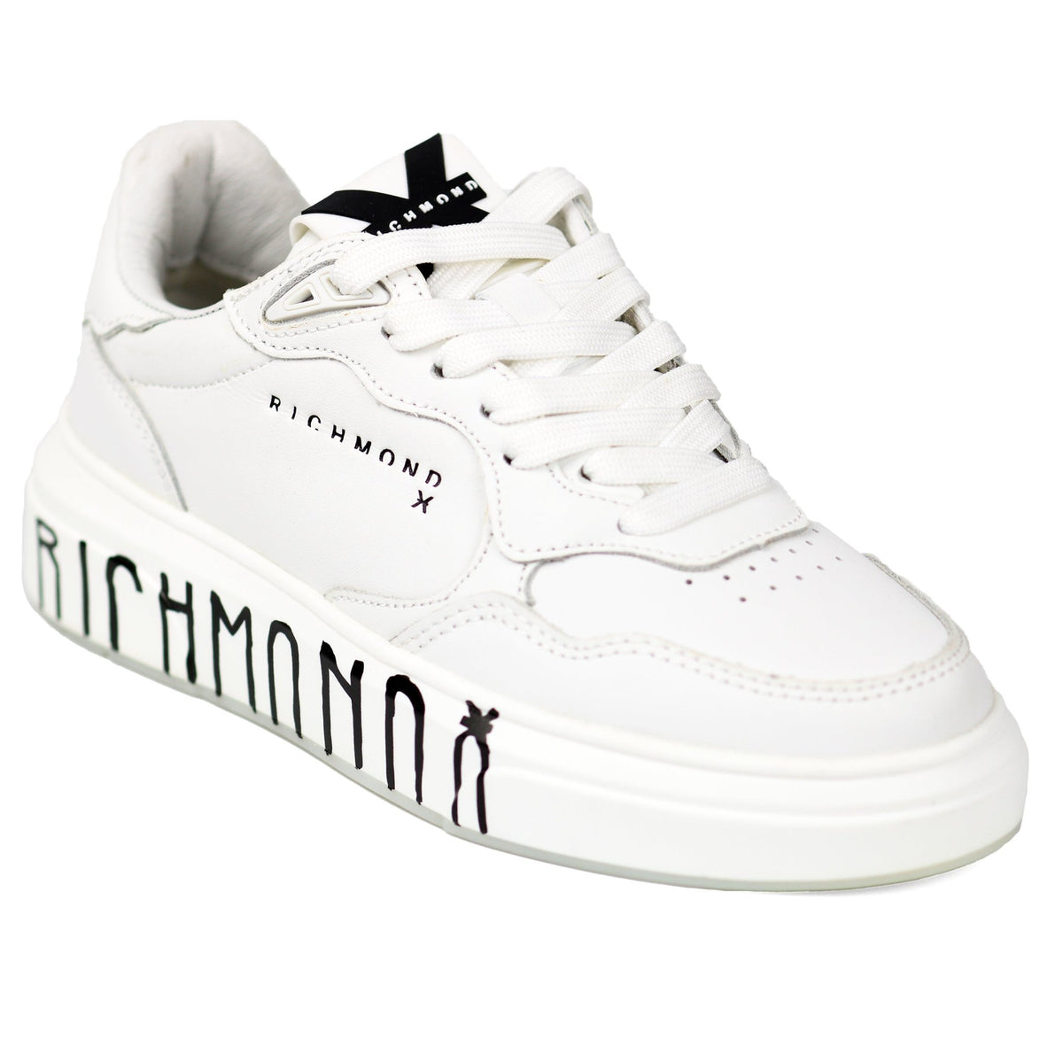 John Richmond 25225CP Leather Sneakers WHT - Footcourt Egypt