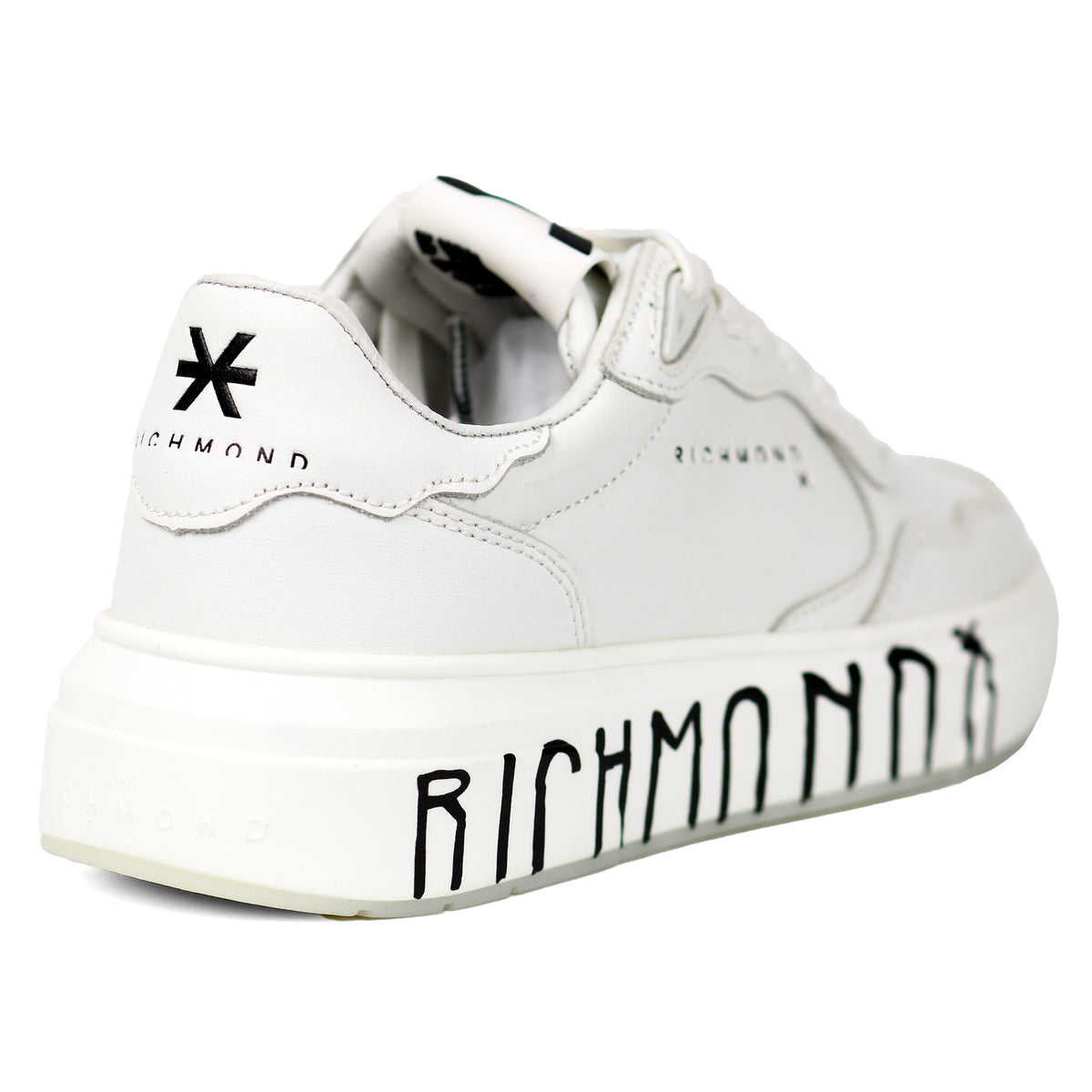 John Richmond 25225CP Leather Sneakers WHT - Footcourt Egypt