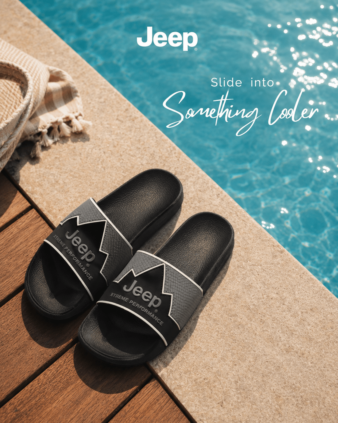 JEEP mens Premium outdoor slide BKGY - Footcourt Egypt