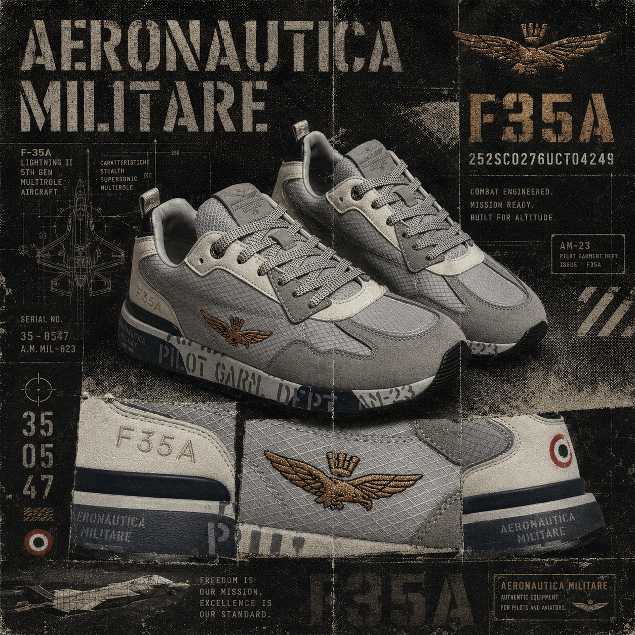 AERONAUTICA Militare F35A Men's sneakers GREY - Footcourt Egypt