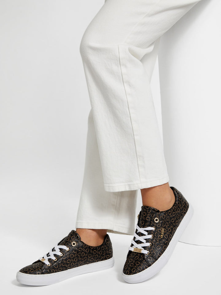 Look At Faux Leather Low-Top Sneakers - Footcourt Egypt