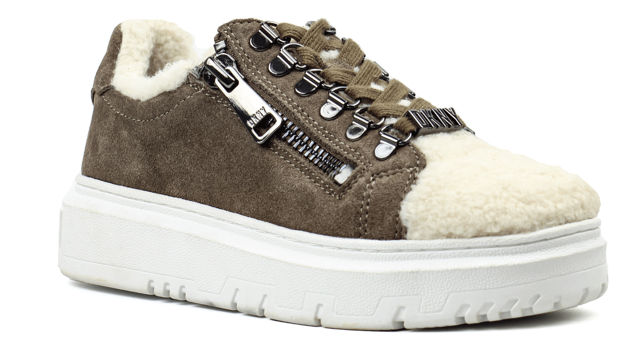 DKNY Matti fleece Lace Up Sneakers - Footcourt Egypt