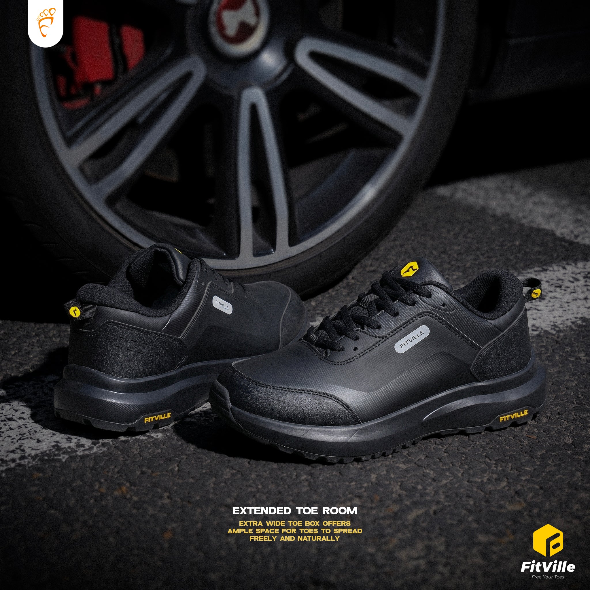 FITVILLE Extra Wide HIKING Shoes Soft Toe BBK - Footcourt Egypt
