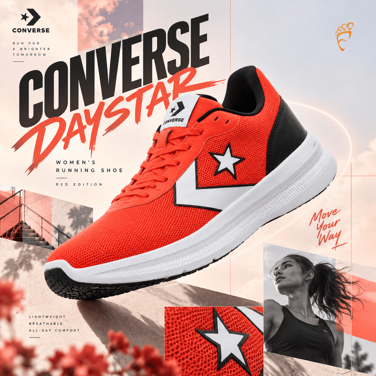 CONVERSE Daystar Sneakers Running Shoes RED - Footcourt Egypt