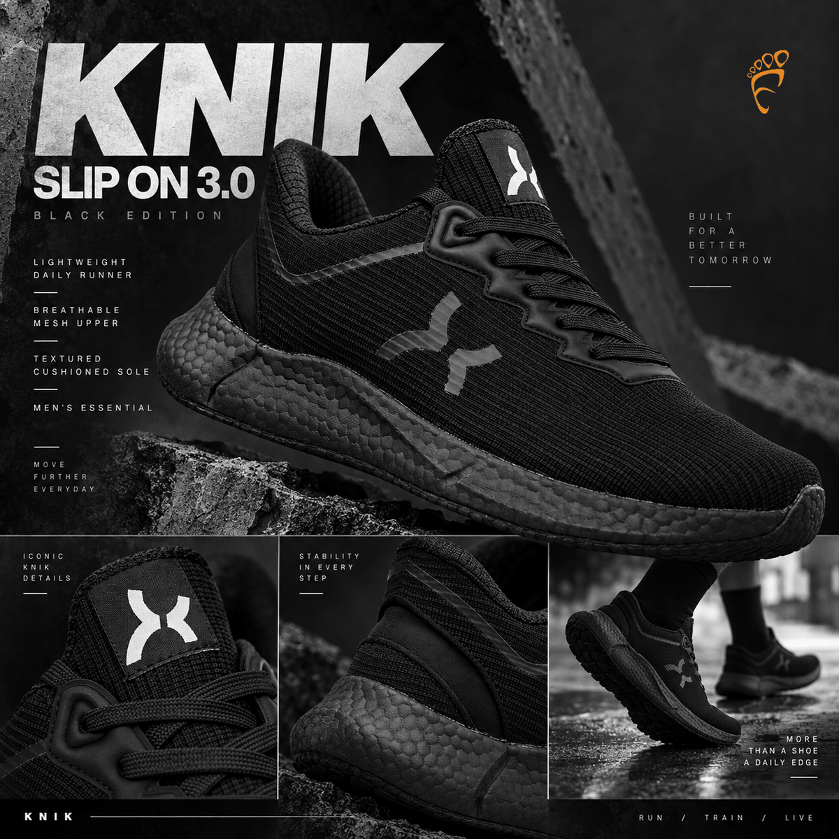 KNIK Slip On 3.0 Black - Footcourt Egypt