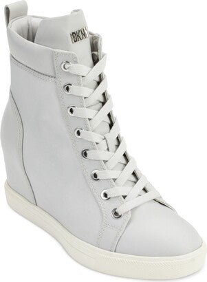 DKNY Women's Calz Lace - Up High - Top Wedge Sneakers - Footcourt Egypt