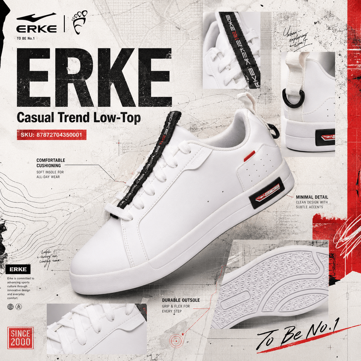 ERKE Casual Trend Low - Top Sneakers - Footcourt Egypt