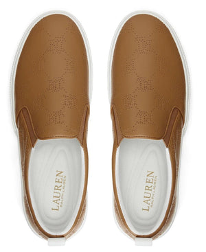 RALPH LAUREN Haddley Logo Leather Slip - On Trainer - Footcourt Egypt