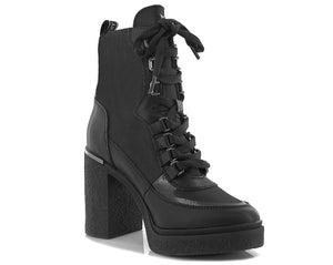 DKNY Womens Toia Leather Zipper Combat & Lace - Up Boots - Footcourt Egypt