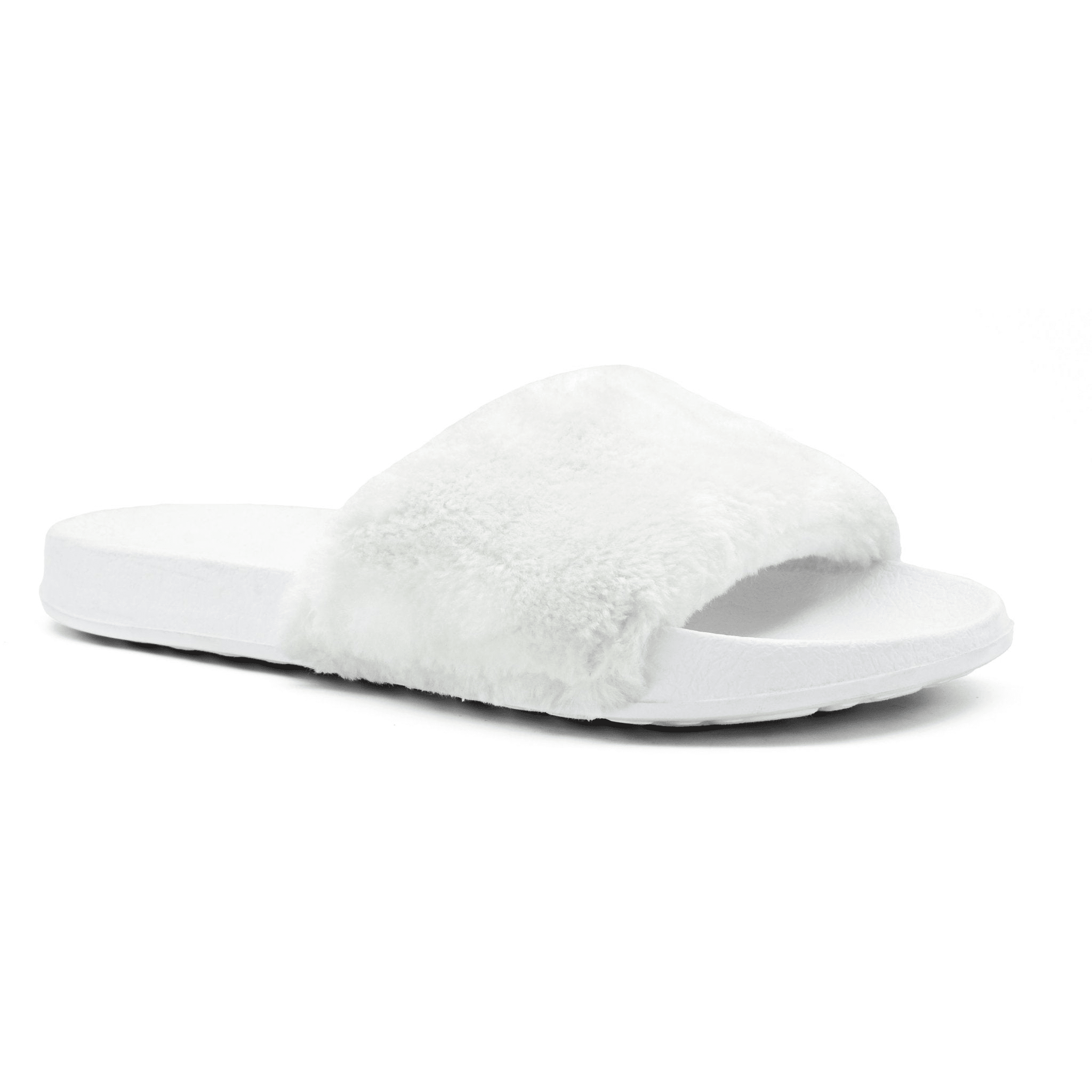 SKECHERS Womens' Furry Slippers Open Toe Indoor Outdoor House Casual Flat Slides - Footcourt Egypt