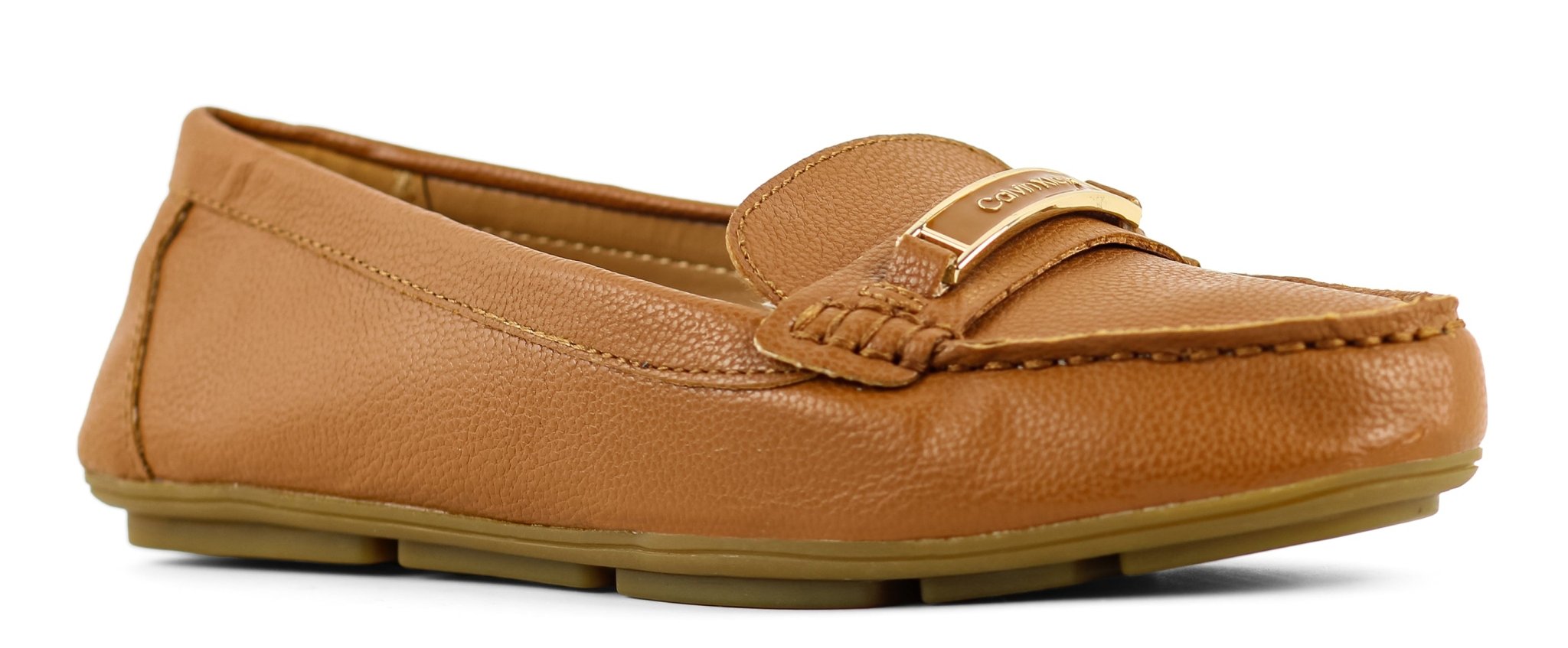 Calvin Klein Cognac Leta Pebbled Leather Loafers - Footcourt Egypt