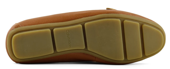 Calvin Klein Cognac Leta Pebbled Leather Loafers - Footcourt Egypt