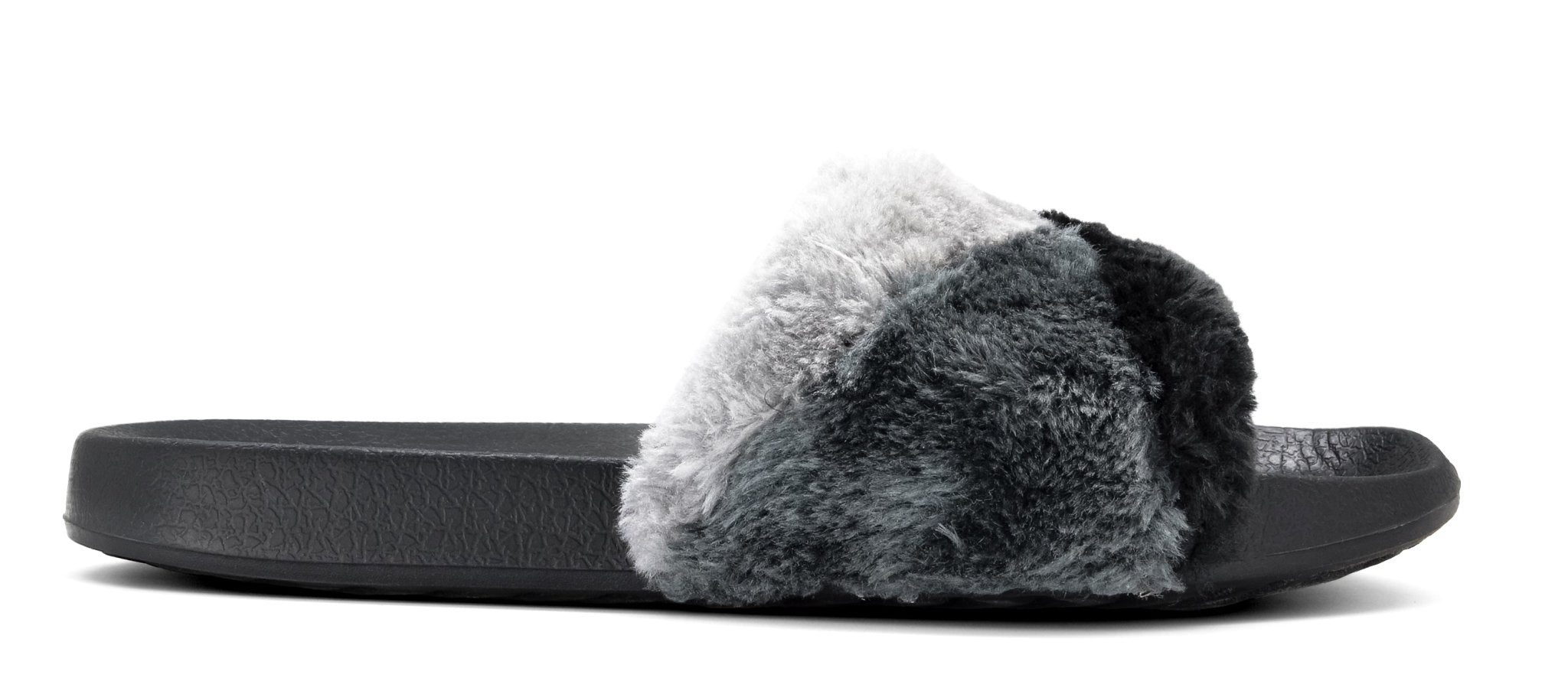 Womens' Furry Slippers Open Toe Indoor Outdoor House Casual Flat Slides - Footcourt Egypt