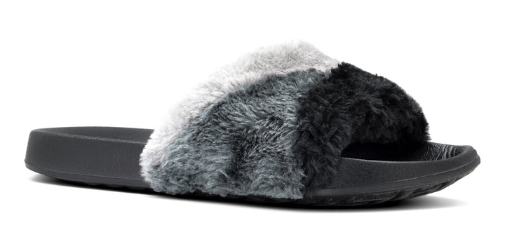 Womens' Furry Slippers Open Toe Indoor Outdoor House Casual Flat Slides - Footcourt Egypt