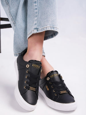 Look At Faux Leather Low-Top Sneakers - Footcourt Egypt