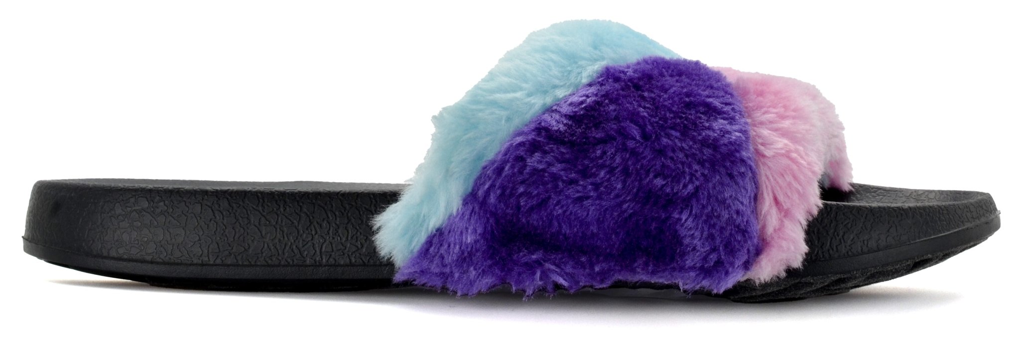Womens' Furry Slippers Open Toe Indoor Outdoor House Casual Flat Slides - Footcourt Egypt