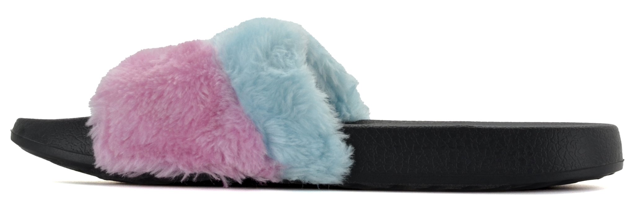 Womens' Furry Slippers Open Toe Indoor Outdoor House Casual Flat Slides - Footcourt Egypt