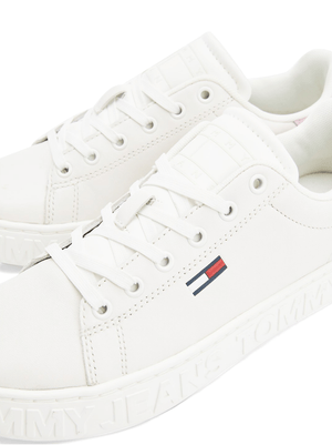 LOGO MIDSOLE LEATHER LOW TOP TRAINERS - Footcourt Egypt