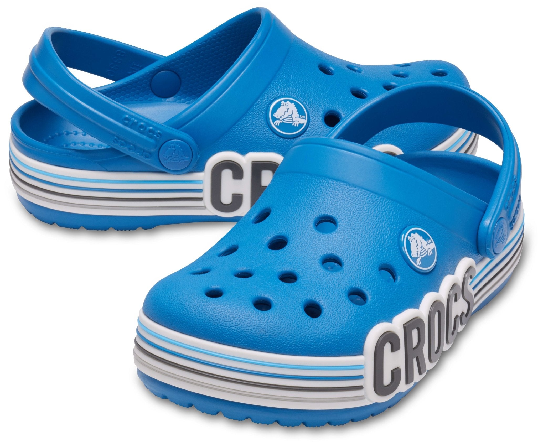 Crocband Logo Stripe Prep Blue Kids Clog - Footcourt Egypt