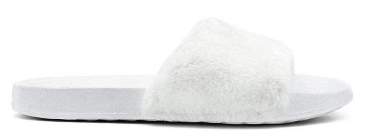Womens' Furry Slippers Open Toe Indoor Outdoor House Casual Flat Slides - Footcourt Egypt