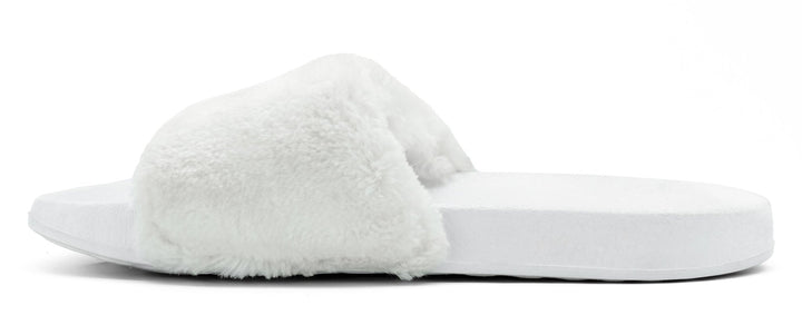 Womens' Furry Slippers Open Toe Indoor Outdoor House Casual Flat Slides - Footcourt Egypt